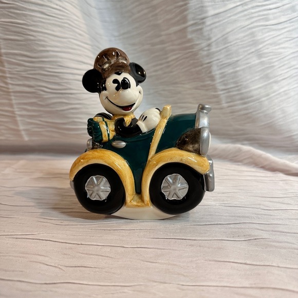 Disney Enesco Mickey Mouse "Drive My Car" Musical Figurine Vintage Ceramic Works - Picture 1 of 7